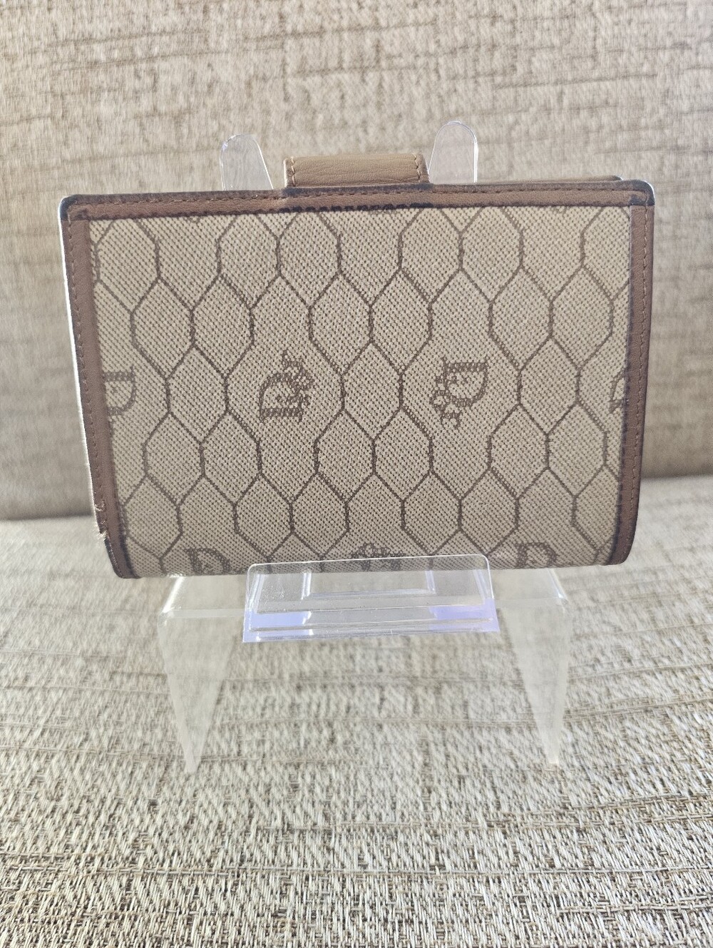 Vintage Dior Tan Canvas Wallet with Brown Leather Trim w COA - Picture 3 of 16
